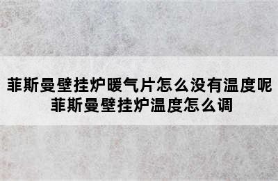 菲斯曼壁挂炉暖气片怎么没有温度呢 菲斯曼壁挂炉温度怎么调